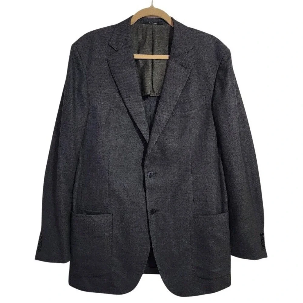 ERMENEGILDO ZENGA Travel 10 Pockets Wool Travel Blazer Blue 54L